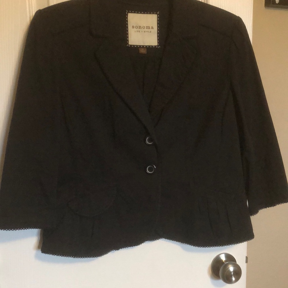 Sonoma Black Blazer Classic Lapel 3/4 Sleeves